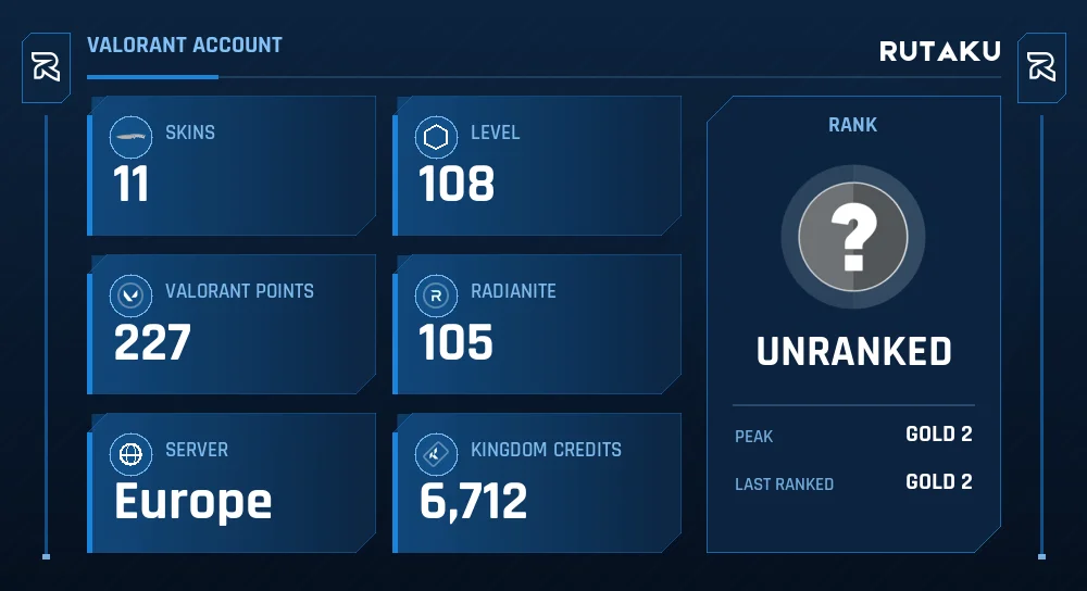 UNRANKED - 108 LVL - 11 SKIN - 1 KNIFE