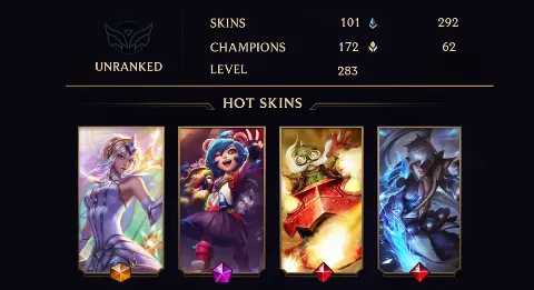 UNRANKED - 283 LVL - 101 SKIN