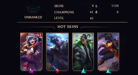 UNRANKED - 61 LVL - 9 SKIN