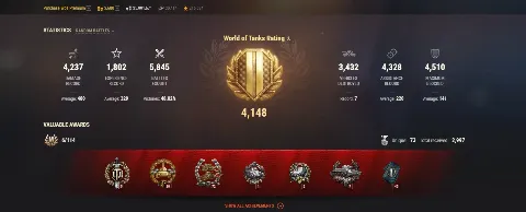 ASIA | 3 TOP TANKS | 104 PREMIUM TANKS | 2600 GOLD | 5845 BATTLES | INACTIVE