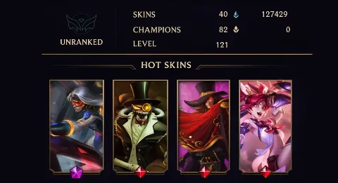 UNRANKED - 121 LVL - 40 SKIN