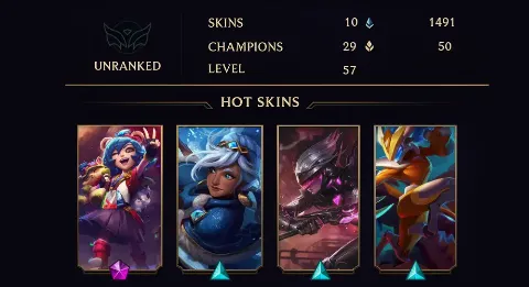UNRANKED - 57 LVL - 10 SKIN
