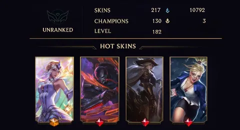 UNRANKED - 182 LVL - 217 SKIN