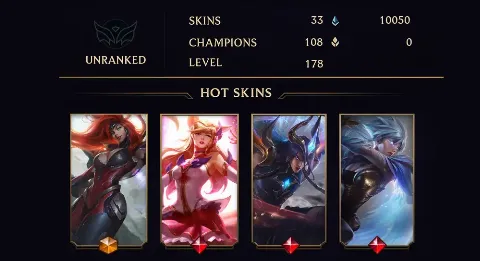 UNRANKED - 178 LVL - 33 SKIN