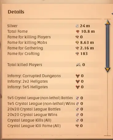 EU SERVER - SAFE SMURF ACCOUNT - NO RMT - 35M WORTH OF SILVER. - GATHERER - LONG BOW TOTAL FAME 10.8M