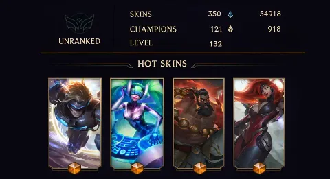 UNRANKED - 132 LVL - 350 SKIN