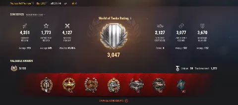 EU | 3 TOP TANKS | 142 PREMIUM TANKS | 1262 GOLD | 4127 BATTLES | INACTIVE