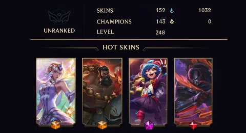 UNRANKED - 248 LVL - 152 SKIN