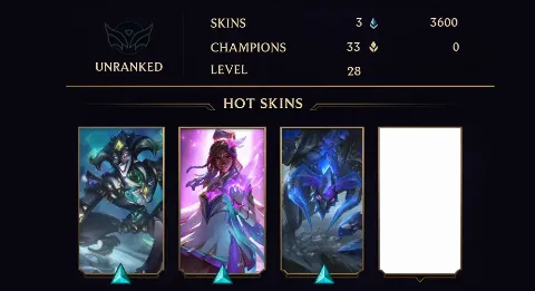 UNRANKED - 28 LVL - 3 SKIN