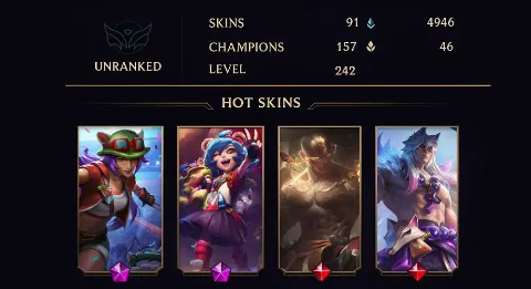 UNRANKED - 242 LVL - 91 SKIN