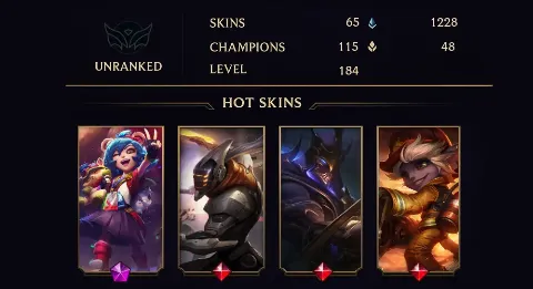 UNRANKED - 184 LVL - 65 SKIN
