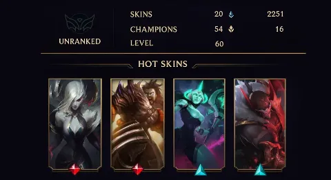 UNRANKED - 60 LVL - 20 SKIN