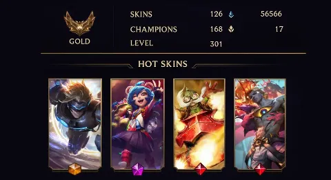 GOLD IV - 301 LVL - 126 SKIN
