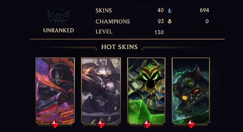 UNRANKED - 130 LVL - 40 SKIN