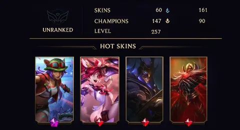 UNRANKED - 257 LVL - 60 SKIN