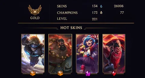 GOLD IV - 221 LVL - 134 SKIN