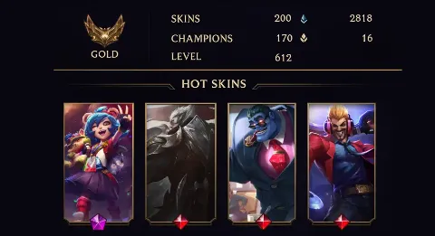 GOLD IV - 612 LVL - 200 SKIN