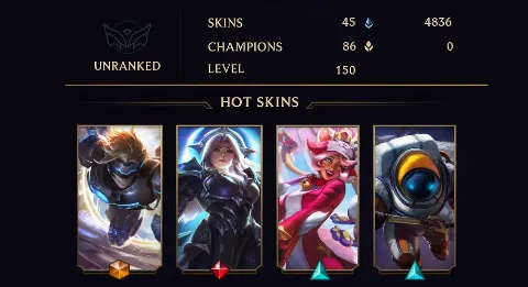UNRANKED - 150 LVL - 45 SKIN