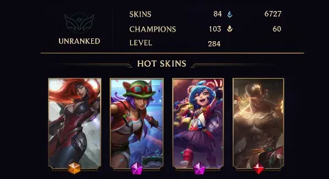 UNRANKED - 284 LVL - 84 SKIN