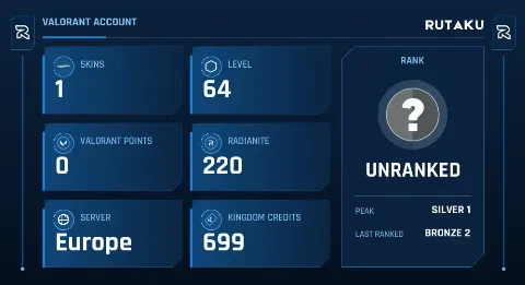 UNRANKED - 64 LVL - 1 SKIN