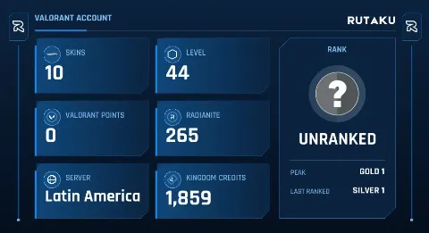UNRANKED - 44 LVL - 10 SKIN