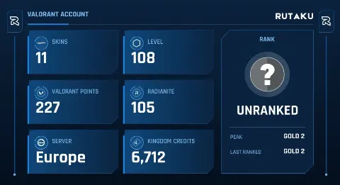 UNRANKED - 108 LVL - 11 SKIN - 1 KNIFE