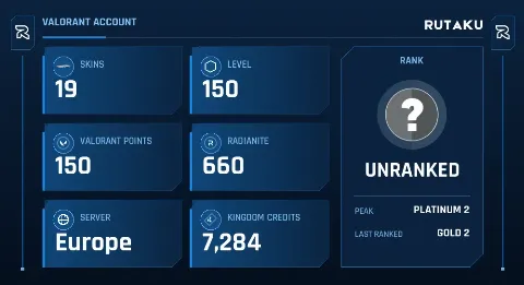 UNRANKED - 150 LVL - 19 SKIN - 2 KNIFE